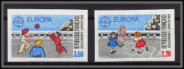 France N°2584/2585 Europa 1989 Jeux D'enfants La Marelle Balle Child Games Non Dentelé ** MNH Imperf Cote 80 - 1989
