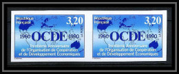 France N°2673 OCDE Organisation De Coopération économique 1990 Paire Non Dentelé ** MNH Imperf Cote 80 Discount - 1981-1990