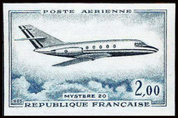 France PA Poste Aerienne Aviation N°42 Dassault Mystere 20 Non Dentelé ** MNH Imperf  - 1961-1970