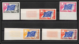 France Service N°17/21 Conseil De L'europe Europa Drapeau Flag 1958 Non Dentelé Imperf ** Mnh Cote 520 Euros - 1951-1960