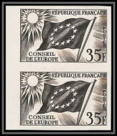 France Service N°20 Conseil De L'europe Europa Drapeau Flag Paire Essai Proof Non Dentelé Imperf ** Mnh - Autres & Non Classés