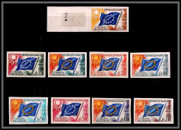 France Service N°27/35 Conseil De L'europe Europa Drapeau Flag Non Dentelé ** MNH (Imperf) Cote 500  - 1961-1970