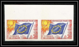 France Service N°30 Paire Conseil De L'europe Europa Drapeau Flag Non Dentelé ** MNH (Imperf) Cote 110 - 1963