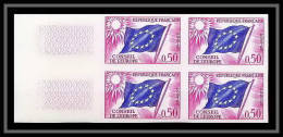 France Service N°32 Conseil De L'europe Europa Drapeau Flag Bloc De 4 Non Dentelé ** MNH (Imperf) Cote 220 - 1961-1970