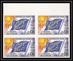 France Service N°34 Bloc De 4 Conseil De L'europe Europa Drapeau Flag Non Dentelé ** MNH (Imperf) Cote 220 - 1961-1970