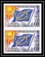 France Service N°34 Paire Conseil De L'europe Europa Drapeau Flag Non Dentelé ** MNH (Imperf) Cote 110 - 1961-1970