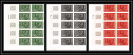 France Service N°36/38 Bloc De 10 Cote 2100 Unesco Alphabétisation Non Dentelé ** MNH (Imperf) - 1961-1970