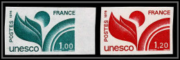 France Service N°51 + 56 Unesco Essai Color Proof Non Dentelé Imperf ** MNH - Color Proofs 1945-…