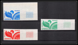 France Service N°51 Lot De 3 Couleurs Dont Coin De Feuille Unesco Essai Color Proof Non Dentelé Imperf ** MNH - Color Proofs 1945-…