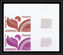 France Service N°57 Paire Unesco Non Dentelé ** MNH (Imperf) - Prove Di Colore 1945-…