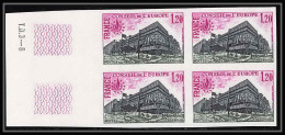 France Service N°58 Bloc De 4 Conseil De L'europe Strasbourg Europa Non Dentelé ** MNH (Imperf)  - 1971-1980