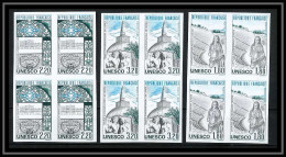 France Service N°88/90 Sri Lanka Tunisie Cuba Cote 392 Bloc De 4 Unesco Sites Classés Non Dentelé ** MNH Imperf Cote 360 - 1981-1990