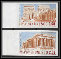 France Service N°98/99 Grece Greece Egypte Egypt Unesco Sites Classés Non Dentelé ** MNH Imperf Bord De Feuille Cote 60 - 1981-1990