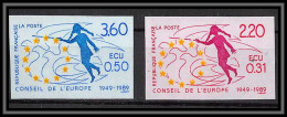 France Service N°100/101 Conseil De L'europe Allegorie Non Dentelé ** MNH (Imperf) Cote 75 - 1989