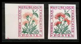 France Taxe N°95 Centaure Jacé 2 Nuances Fleurs (plants - Flowers) Non Dentelé ** MNH (Imperf) - 1961-1970