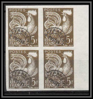 France Préoblitere PREO N°107 Bloc De 4 Coq Gaulois (french Rooster) Non Dentelé ** MNH (Imperf) - 1951-1960