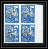 France Préoblitere PREO N°110 Bloc De 4 Coq Gaulois (french Rooster) Non Dentelé ** MNH (Imperf) - Gallinacées & Faisans