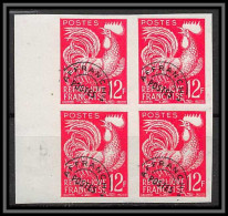 France Préoblitere PREO N°111 Bloc De 4 Coq Gaulois (french Rooster) Non Dentelé ** MNH (Imperf) - 1951-1960