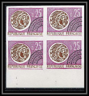 France Préoblitere PREO N°126 Bloc De 4 Monnaie Gauloise (coin) Non Dentelé ** MNH (Imperf) - 1961-1970