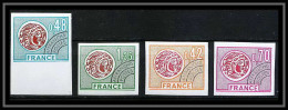 France Préoblitere PREO N°134/137 Monnaie Gauloise (coin) Non Dentelé ** MNH (Imperf) - 1971-1980