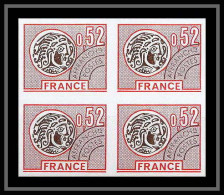France Préoblitere PREO N°139 Bloc De 4 Monnaie Gauloise (coin) Non Dentelé ** MNH (Imperf) - 1971-1980