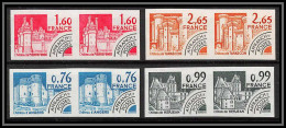 France Préoblitere PREO N°166 / 169 Monuments Chateaux Castle Non Dentelé ** MNH (Imperf) Paire - Essais De Couleur 1945-…