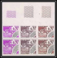 France Préoblitere PREO N°174 Chateau Tanlay Yonne Castle Bloc 6 Essai (trial Proof) + Non Dentelé Imperf ** - Essais De Couleur 1945-…