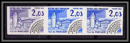 France Préoblitere PREO N°176 Tour De Montlhery Essonne Chateau Castle Non Dentelé ** MNH (Imperf) Essai Proof Bande 3 - Prove Di Colore 1945-…