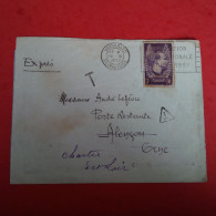 LETTRE VERSAILLE POUR CHARTRES POSTE RESTANTE TAXE CACHET EXPOSITION 1937 PARIS TIMBRE 3 FRANCS - Covers & Documents