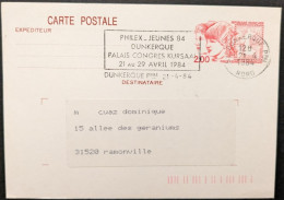 2308-CP1 Dunkerque Philex- Jeunes 21-4-1984 Sur Entier Postal - Gedenkstempel