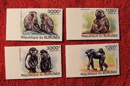 BURUNDI Singes, Singe, Gorille Yvert N°1358/61Non Dentélé. Imperforate.  Neuf Sans Charnière ** MNH - Monkeys