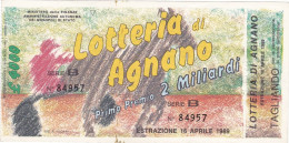 BIGLIETTO DELLA LOTTERIA - NAZIONALE - AGNANO -  ESTAZIONE 16/4/1989 - Biglietti Della Lotteria