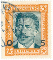 LIBERIA, PRESIDENT DUNBAR BRURGESS KING, 1923, FRANCOBOLLI USATI Mi:LR D138, Scott:LR O144, Yt:LR S136 - Liberia