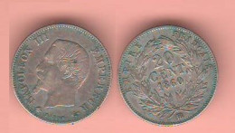 Francia 20 Centimes 1860 BB Strasbourg Mint France - 20 Centimes