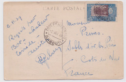 Carte Postale 1939 Cachet Djibouti Cote Francaise Des Somalis Paquebot Messageries Maritimes Compiègne (Par Grosse Mer) - Storia Postale