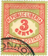 LIBERIA, NUMERAL TIPO II, 1897, FRANCOBOLLI USATI Mi:LR 54II, Scott:LR 64, Yt:LR 50a - Liberia