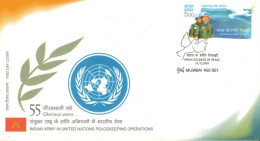 INDIA - 2004 - FDC STAMP OF INDIAN ARMY IN UNITED NATIONS PEACEKEEPING OPERATIONS. - Brieven En Documenten