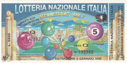 BIGLIETTO DELLA LOTTERIA - NAZIONALE ITALIA -  ESTAZIONE 6/1/1996 - Biglietti Della Lotteria