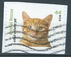 VERINIGTE STAATEN ETATS UNIS USA 2010 ANIMAL RESCUE:ORANGE TABBY CAT 44¢  USED ON PAPER SC 4460 YT 4281 MI 4620 SG 5047 - Gebruikt