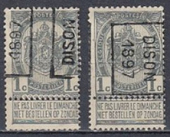 95 Voorafstempeling Op Nr 53 - DISON 1897 - Positie A & B - Roller Precancels 1894-99