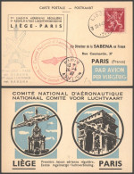 BELGICA LIEGE VUELO A PARIS 1947 SABENA - Storia Postale