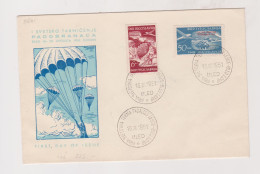 YUGOSLAVIA,1951 BLED PARACHUTING FDC Cover - Lettres & Documents