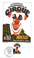 MONACO -- MONTE CARLO -- Carte 2e Festival International Du Cirque MONACO Déc.1975 - Usati