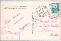 ARACHES- CACHET DE RECETTE-DISTRIBUTION- 1952 TB - AU RECTO- CPA ARACHES- VUE GENERALE ET POINTE D AREU - 1921-1960: Moderne