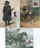 Germany Deutschland 1989 Maximum Cards X3 Wohlfahrtsmarken, Fur Die Wohlfahrtspflege, Post History, Horse Horses, Bonn - 1981-2000
