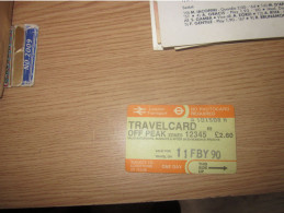 London Transport Travel Card  Off Peak Zones - Biglietti Della Lotteria