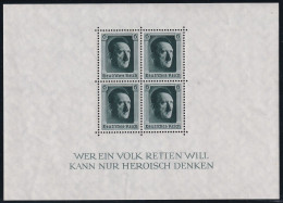 MiNr. (646) Block 7 Deutsches Reich 1937, 5. April. Blockausgabe: 48. Geburtstag Von Adolf Hitler - Postfrisch/**/MNH - Blocks & Kleinbögen