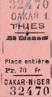 VIEUX PAPIERS TICKET TRANSPORT AFRIQUE SENEGAL TRAIN DAKAR THIES 3 X 6 CM - Mundo