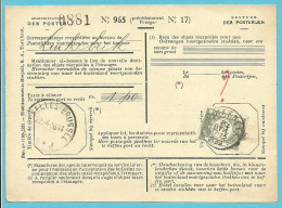 TX N°45 - 1,4 Franc TAXE Oblitéré Sc LINKEBEEK Sur Carte (type) Bon N°4040-1935 Pour TAXE DE REEXPEDITION - Covers & Documents