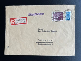 GERMANY 1951 REGISTERED LETTER HAMBURG TO PEINE 24-02-1951 DUITSLAND DEUTSCHLAND EINSCHREIBEN - Covers & Documents